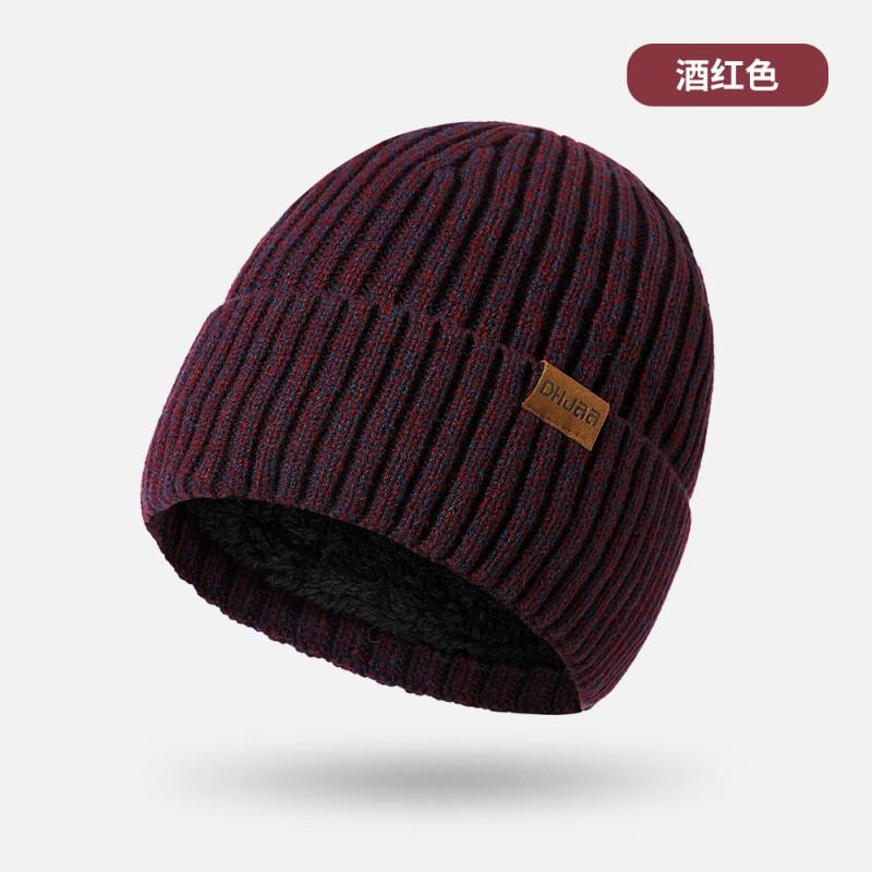 Winter Knit Beanie Men Women Warm Fleece Lined Cold Hat Solid Color Daily Wear