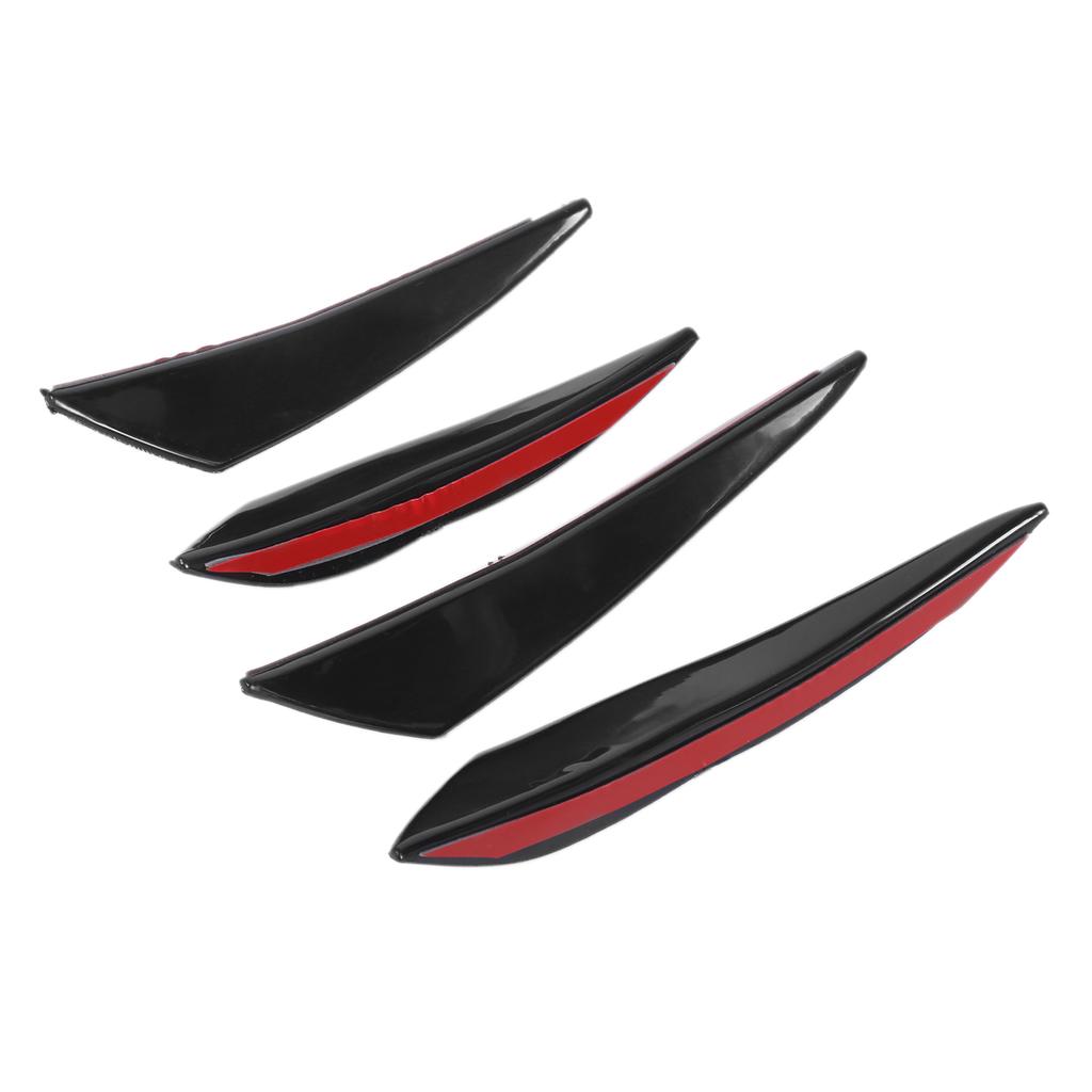 4PCS Car Front Bumper Spoiler Universal Glossy Black Rubber Air Knife for Modification