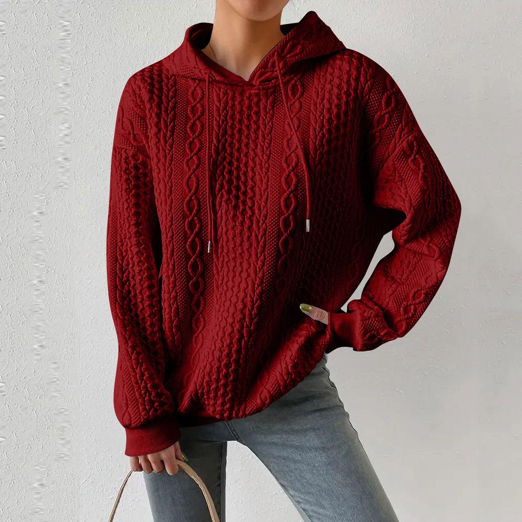 Женские толстовки с длинным рукавом, повседневные однотонные толстовки с капюшоном на шнурке для женщин, пуловер