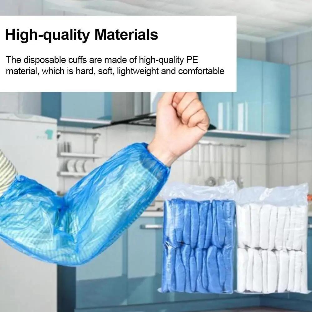 100x одноразовых нарукавников, защитные маслостойкие нарукавники с эластичным запястьем для кухни и ресторана