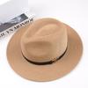 Панама соломенная шляпа мужская и женская летняя пляжная шляпа отпуск солнцезащитный козырек элегантная модная джазовая шляпа-цилиндр