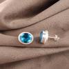 Серьги с голубым топазом Swiss Blue Topaz Gemstone Earring, 925 Solid Sterling Silver Earrings Jewelry Handmade Earrings, Silver Jewelry For Gift