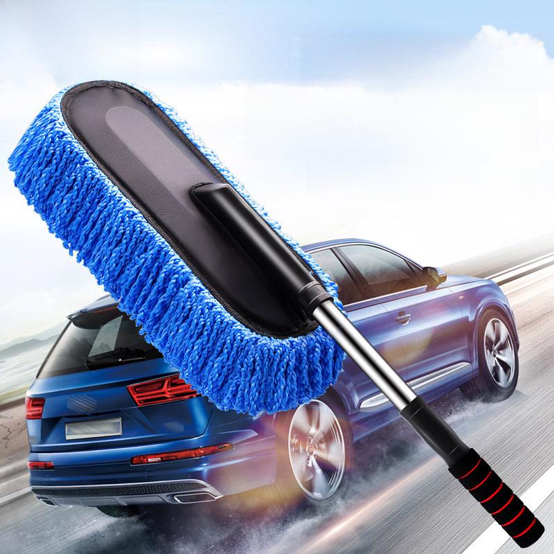 Retractable Fiber Car Wash Mop & Chenille Duster Brush