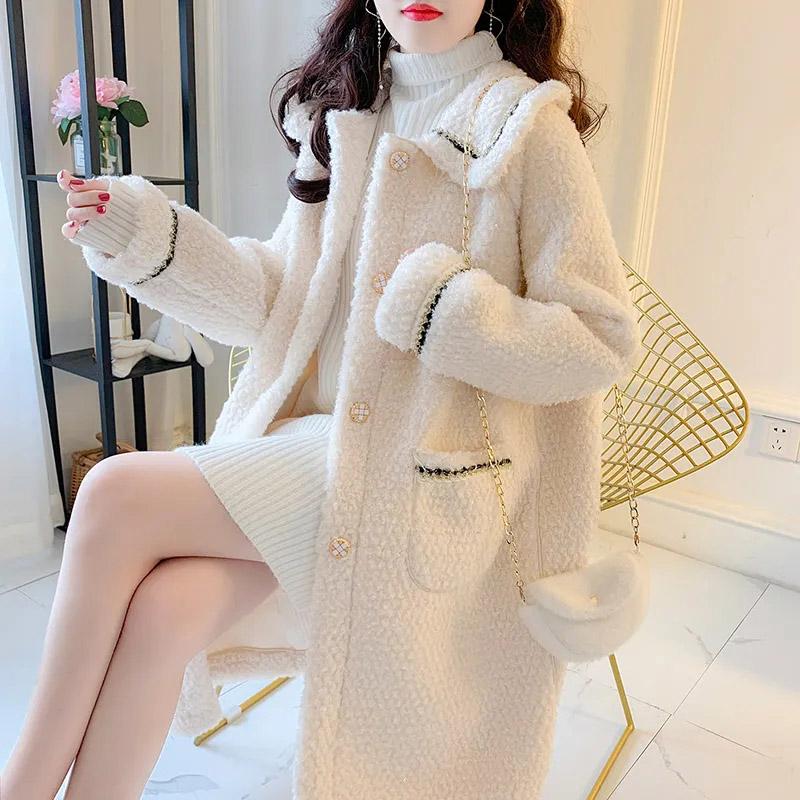 Plush Jacket Female Autumn and Winter Comfortable Soft Solid Color Medium-length Jacket Thickened Casual Versatile Jacket