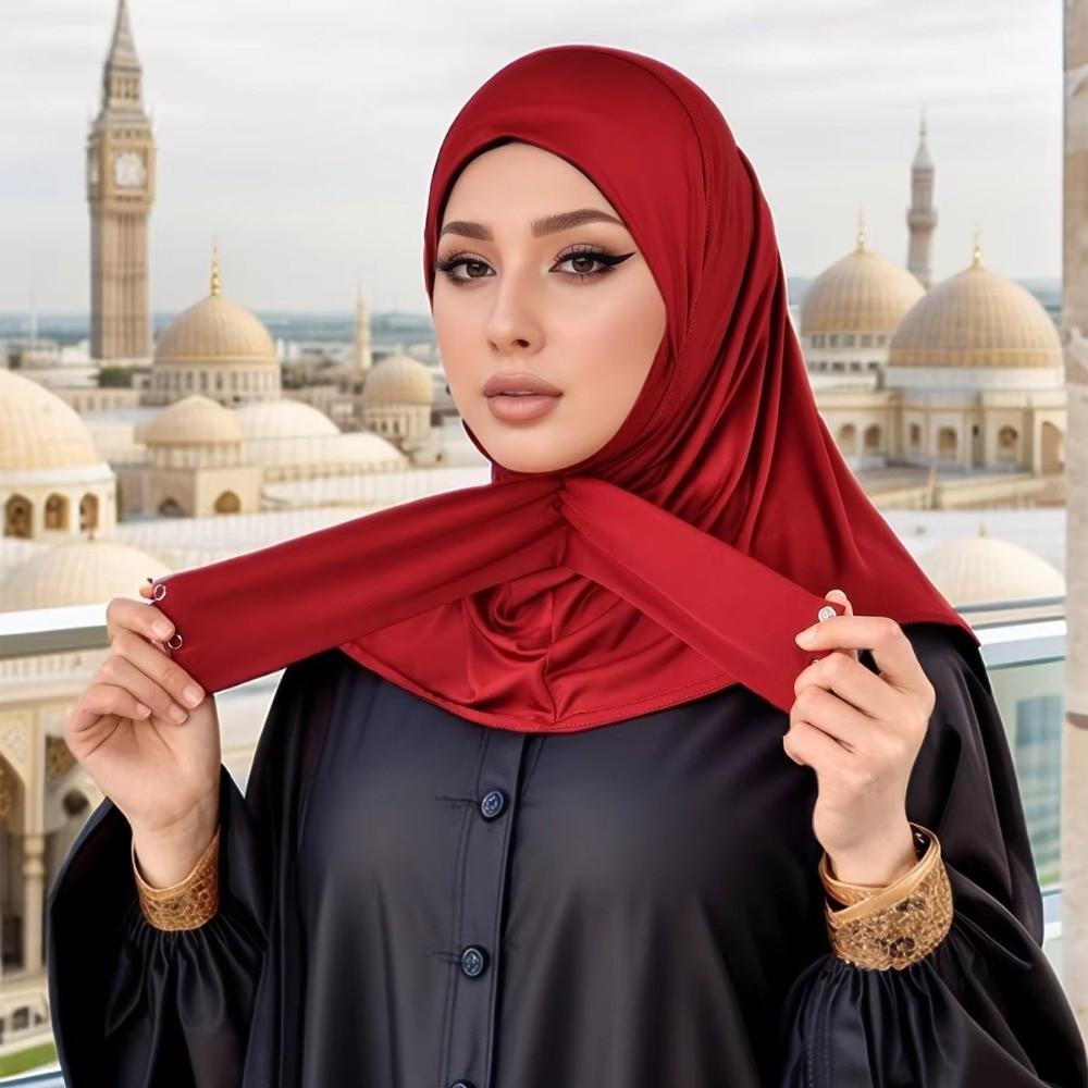 Breathable Ramadan Hijab Snap Fastener Triangle Hair Scarf Stylish Women's Under Cap Outdoor
