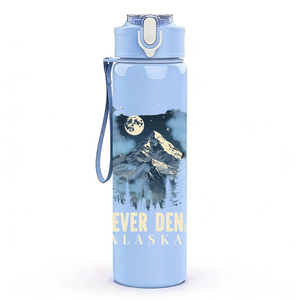 1PC Faint figure forever faded sketch print 750ml colorful plastic sports water bottle leakproof pop up lid with straw for outdoor work home use