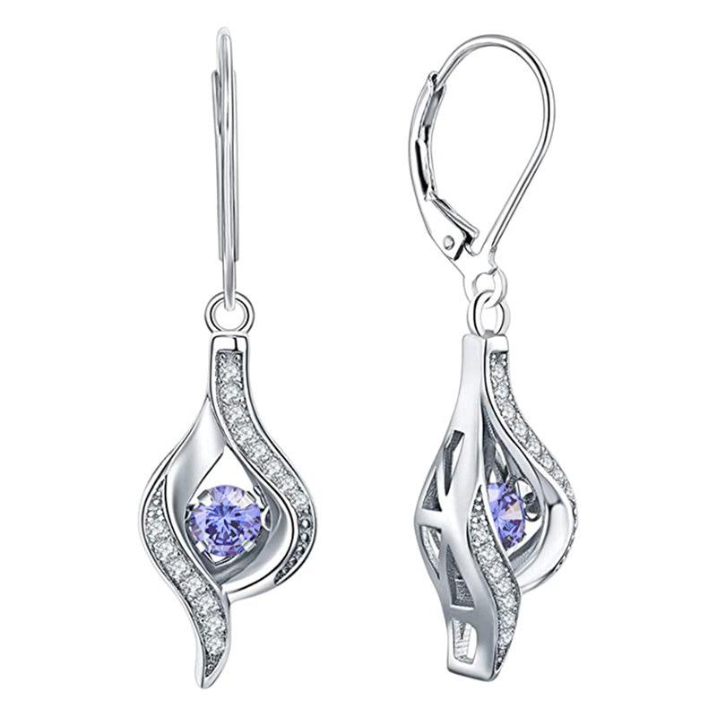 Зеленые Каменные Серьги-Капли Воды для Женщин Модные Plata Инкрустированные Белым Фианитом Круглые Свадебные Висячие Серьги