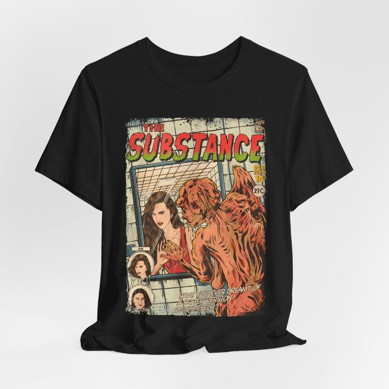 The Substance Movie Tshirt Vintage Horror Graphic Tee Summer Unisex Loose And Breathable Cotton Tshirt Top