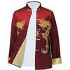 Men Tang Suit Top Chinese Style Stand Collar Red Single-breasted Printed Festive Long Sleeve Satin Smooth Elderly People