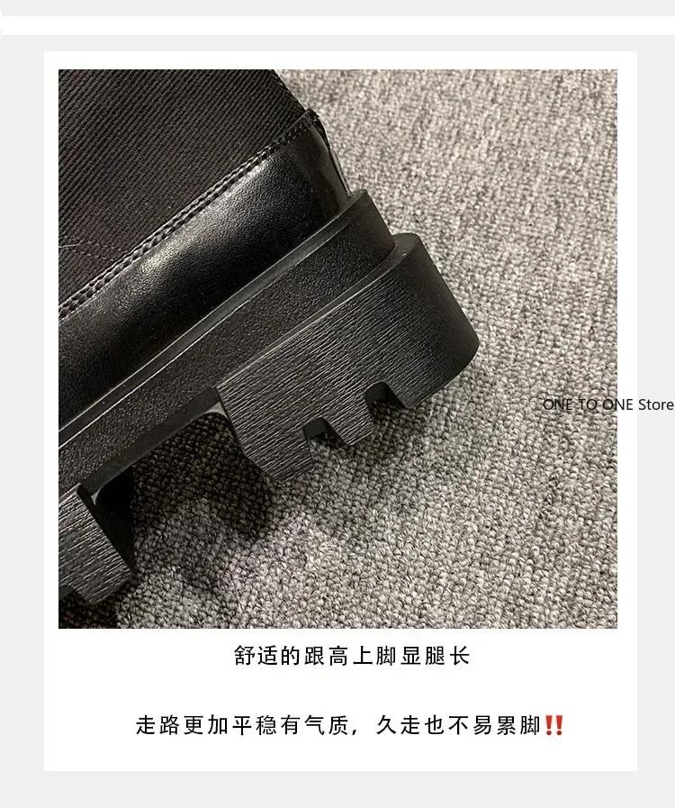 Женские ботильоны на толстой платформе и среднем каблуке, модная кожаная обувь для женщин, зима 2025, тренд, повседневная, готическая, челси, Botas Mujer