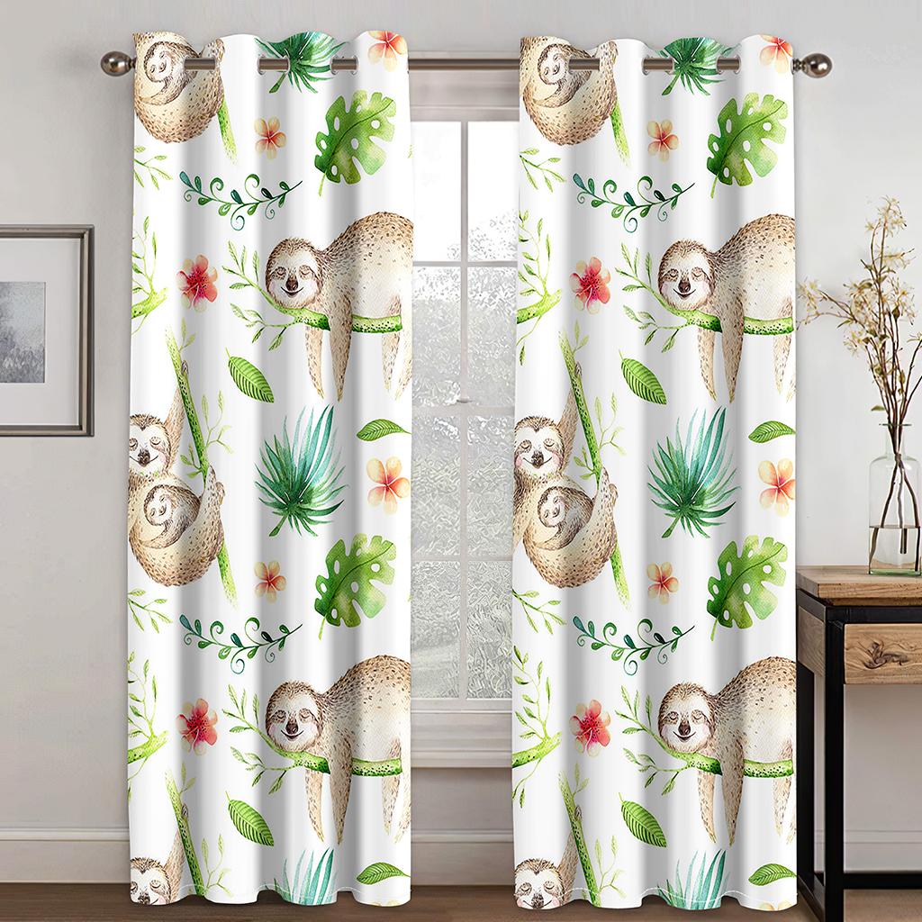 3D Радужная милая коала, дешевые детские тонкие оконные шторы с героями мультфильмов для девочек и мальчиков, декор для гостиной, спальни, 2 панели