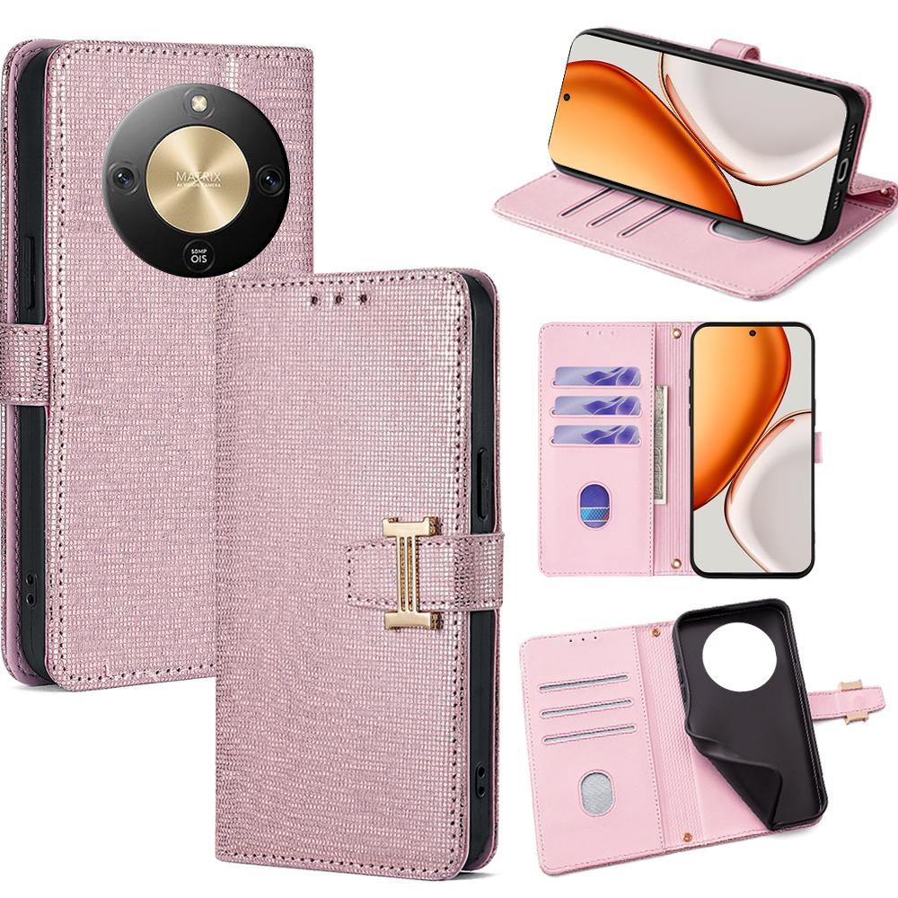 For Honor X70 5G Case Metal I-Buckle PU Leather Wallet Phone Cover