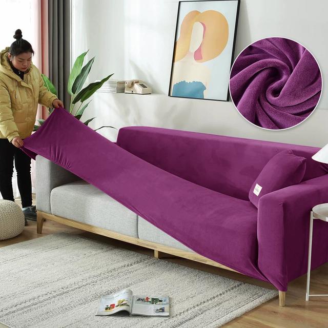 Чехол на диван, эластичные бархатные противоскользящие чехлы для дивана для гостиной, L-образный секционный чехол для дивана, чехлы на кресла