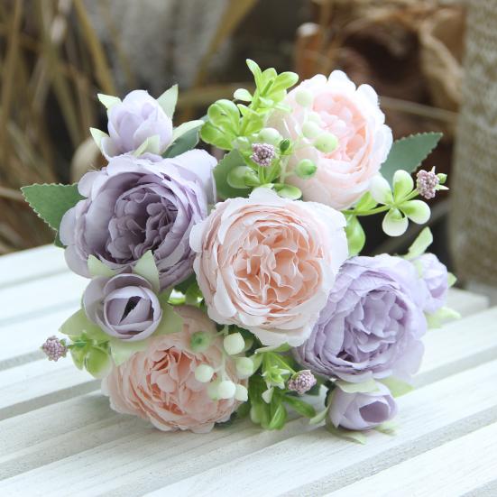 2 шт. искусственный пион с зелеными листьями 5 вилок реалистичный искусственный шелковый цветок для дома, офиса, вечеринки, помещения, улицы искусственный цветок цветочное украшение