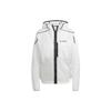 Adidas Classic Logo Print Outdoor Sports Hooded Jacket Lightweight Casual Outerwear Women White HT9405