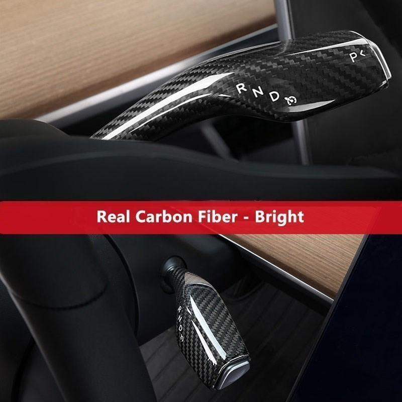 For Tesla Model 3 Column Shift Protective Cover 2pcs Forged Carbon Fiber Stickers For Model Y 2023 Steering Wheel Accessories