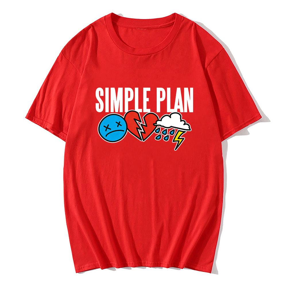 Оригинальная футболка с логотипом из 3 иконок группы SIMPLE PLAN, принт, короткий рукав, хлопок, летняя, с круглым вырезом, унисекс, уличная одежда, топ
