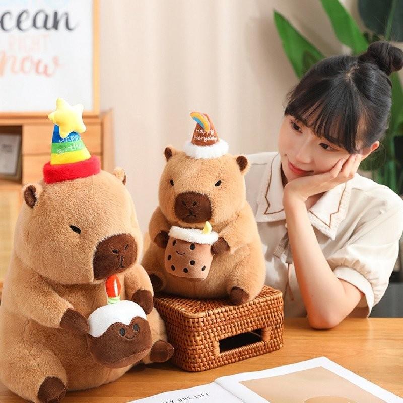 Adorable Capybara Plush Toy With Cartoon Flower Design For Cozy Home Decor