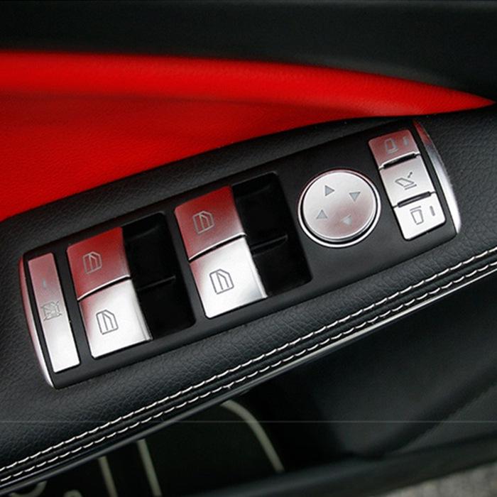 Наклейки на кнопки стеклоподъемника Mercedes для CLA, GLA, GLK, C-Class, E-Class, C200 - Декор интерьера окон