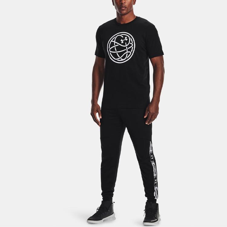 Under Armour Футболка с коротким рукавом и круглым вырезом, с принтом баскетбольного логотипа Hoops, мужская, черная 1361920-001