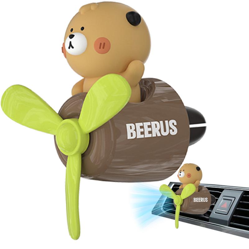 Car Air Freshener Vent Clip Cartoon Pilot Oil Diffuser Vent Clip Rotating Propeller Automotive Air Outlet Fan Cute Car Diffuser