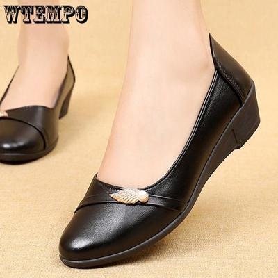 Golden Wings Весенние и летние одинарные туфли. Обувь для мам. Для среднего и старшего возраста. Туфли на танкетке на мягкой подошве. Нескользящая удобная кожаная обувь. Рабочая обувь.