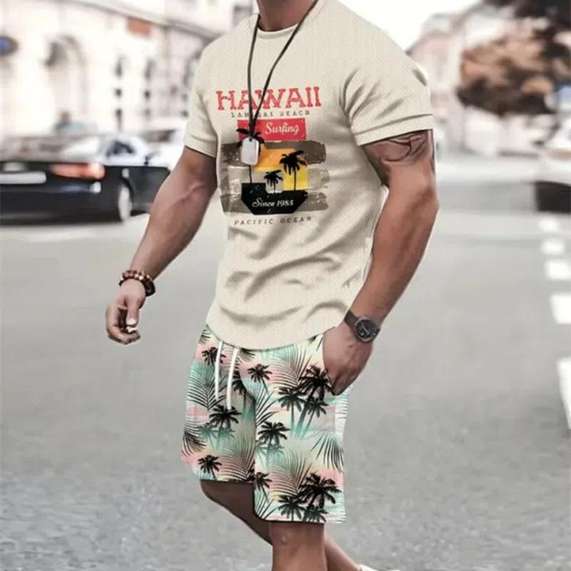 Летний мужской комплект с коротким рукавом в морском стиле с принтом якоря, комплект с короткими рукавами и шортами, мужская футболка с круглым вырезом