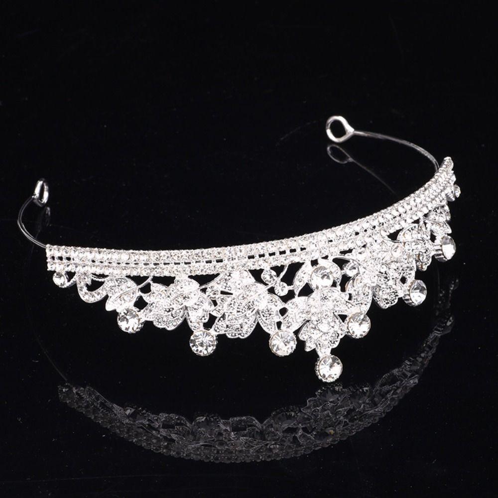 Sparkling Water Drop Crystal Tiara Wedding Hair Accessories Bride Headdress Birthday Party