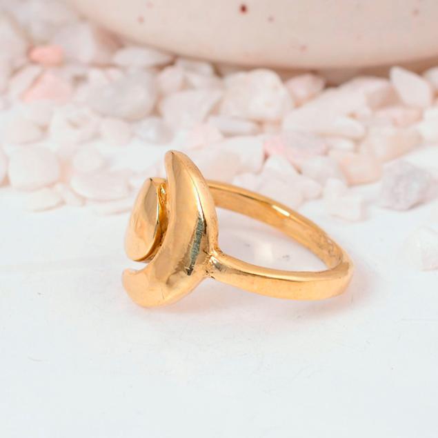 Adjustable Sun and Moon Gold Plated Ring | Celestial Brass Boho Wrap Jewelry | Unique Zodiac Gift