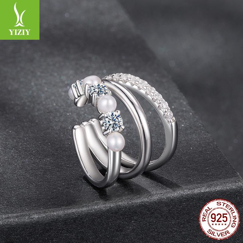 Freshwater Pearl Moissanite Ear Bone Clip Without Ear Hole Light Luxury Premium S925 Sterling Silver Ear Clip Earrings