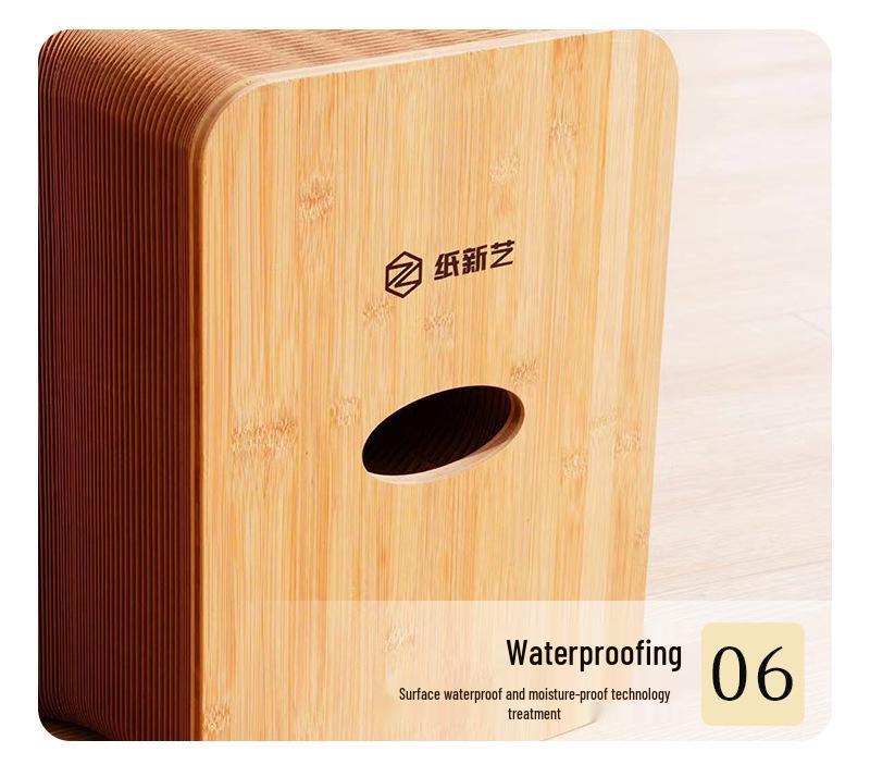 Складной телескопический складной бумажный табурет-гармошка с кожаной подушкой