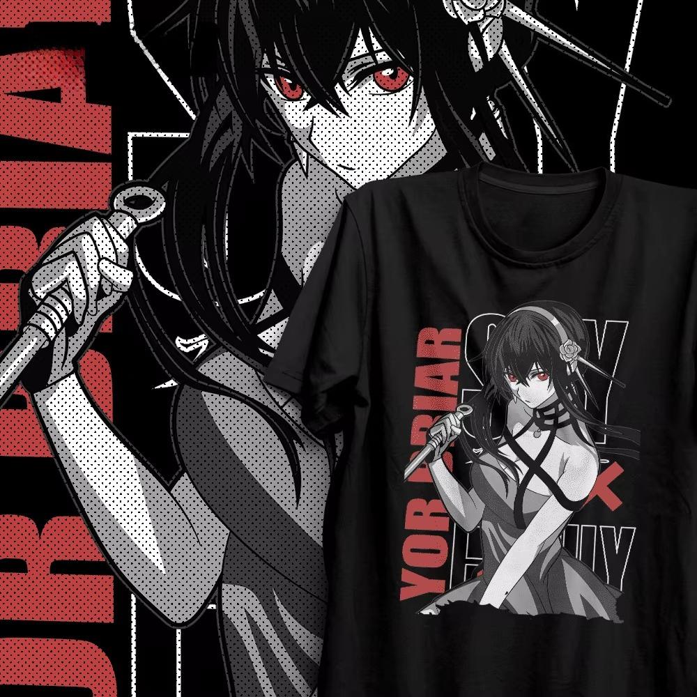2026 Spy X Family Single Black Tshirt Forger Family Pink Text Unisexga Anime Print Oversized Cotton Tee For Global Spy Anime Fans