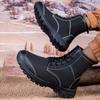 Men's Winter Fall Warm Snow Boots Lace-Up Non-Slip Water Resistant Work Ankle Booties Combat Boots Outdoor Sport Walking Hiking High-Top Shoes for Men