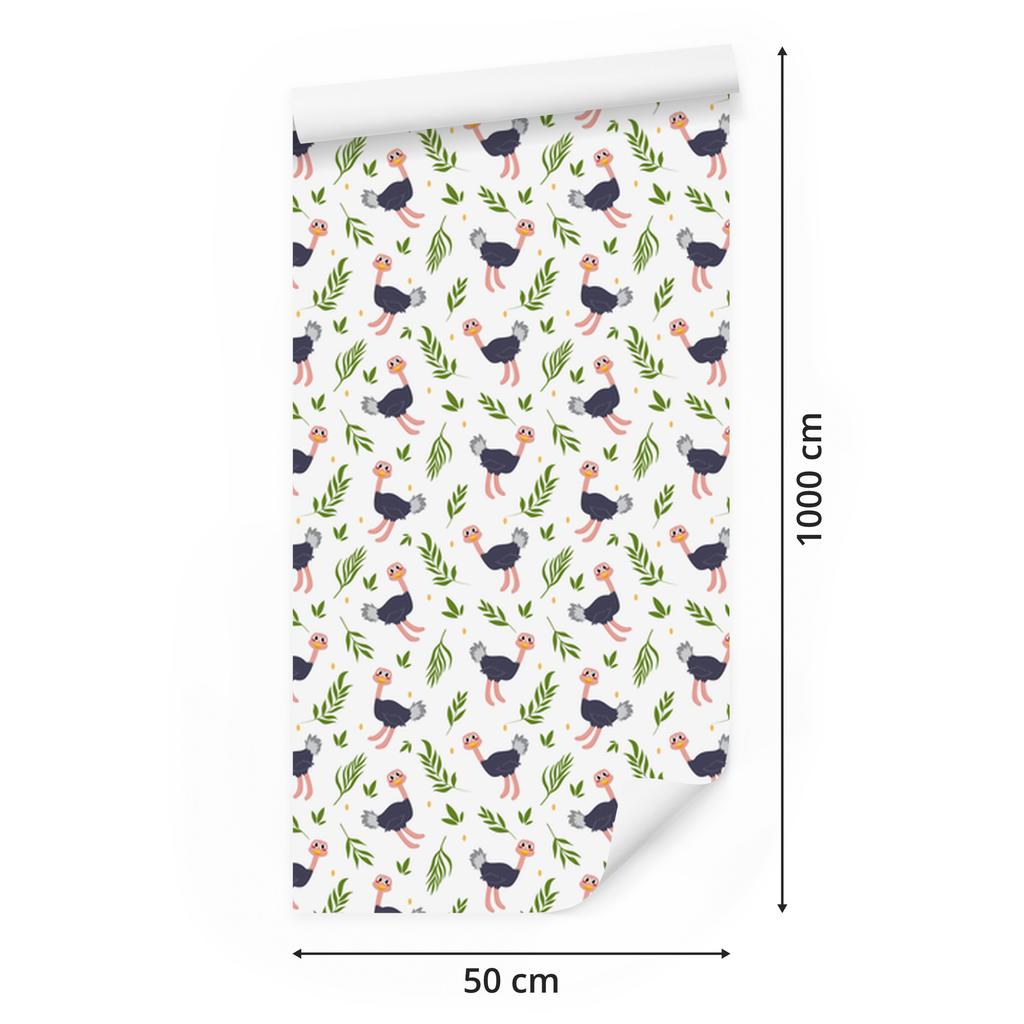 Ostrich White and Lime Wallpaper for Living Room and Bedroom 50x1000