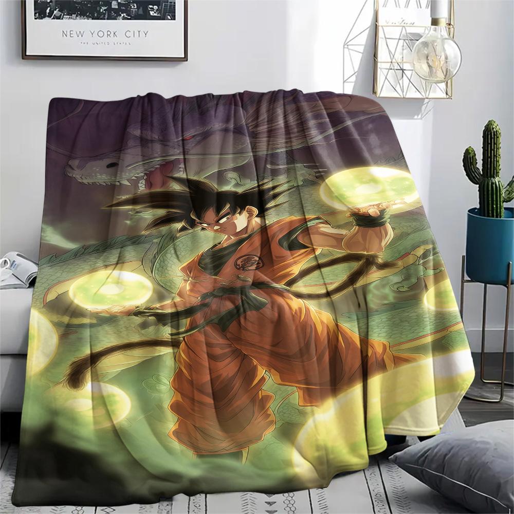 1PC Son Goku Patterned Flannel Blanket Suitable For All Seasons For Home Decor Warmth And Comfort Gifts Holiday Present