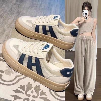 Летние белые туфли на толстой подошве. Новые женские туфли на сетке. Универсальные повседневные туфли с дышащей сеткой. Взрывная женская обувь.