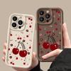 Красный вишневый узор TPU мягкий чехол для телефона iPhone 16 Pro Max 15 Pro 14 13 12 11 XR XS матовый противоударный защитный бампер для объектива