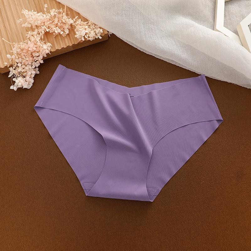 Ice Silk Seamless Panty for Women Deep-V Design One-piece Breathable Mid Rise Sexy Panties Panty