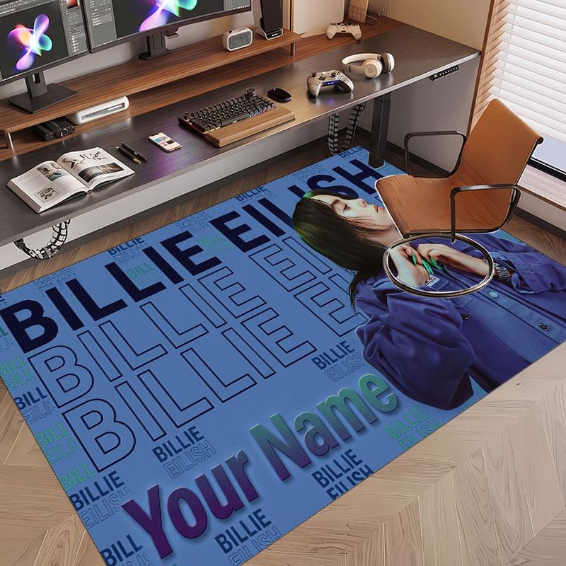 Custom Rug Billie Eilish Pattern Print Name Text Soft Non‑Slip Floor Carpet for Home Indoor Decoration