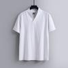 Men's Large Size Clothing T Shirts Linen Chinese Style Summer V-neck Big Short Sleeve T-shirt Male Tee Tops Plus