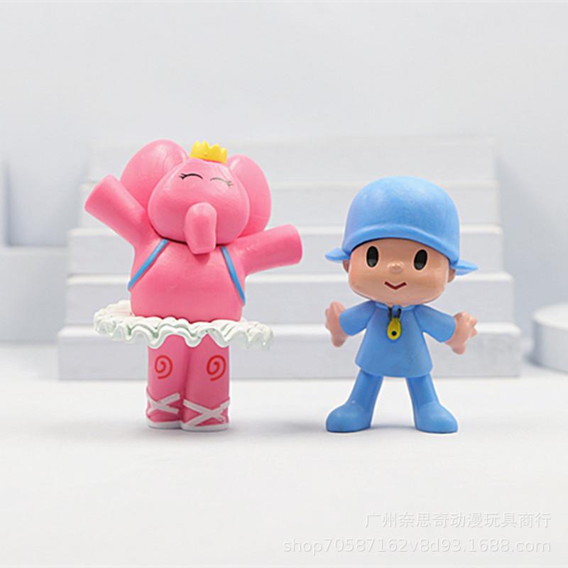 Little P Youyou 7 Figures Pocoyo Bator Duck Puppy Lula Elle Elephant Model Doll Cake Ornament