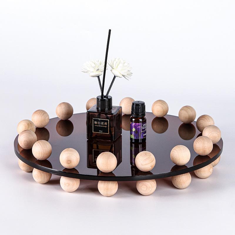 Light Luxury Solid Wood Bead Tray Model Room Dining Room Living Room Home Acrylic Art Storage Disc Soft Decoration