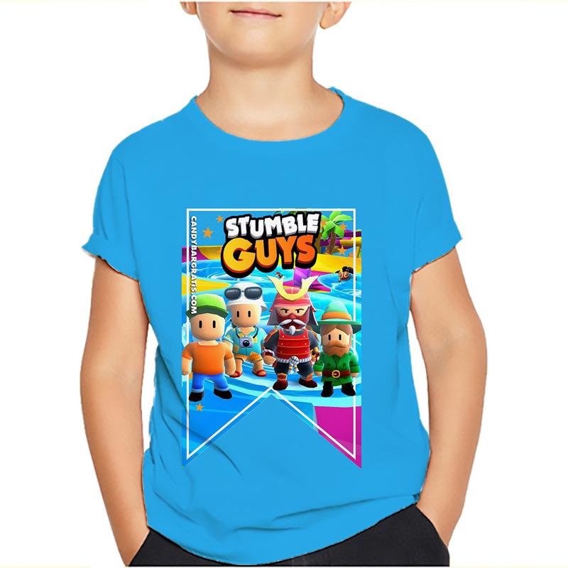 Футболки для детей Stumble Guys Stumble Game Cartoon 3D Print с коротким рукавом для мальчиков/девочек с круглым вырезом, модные футболки для мальчиков, футболки, топы, одежда