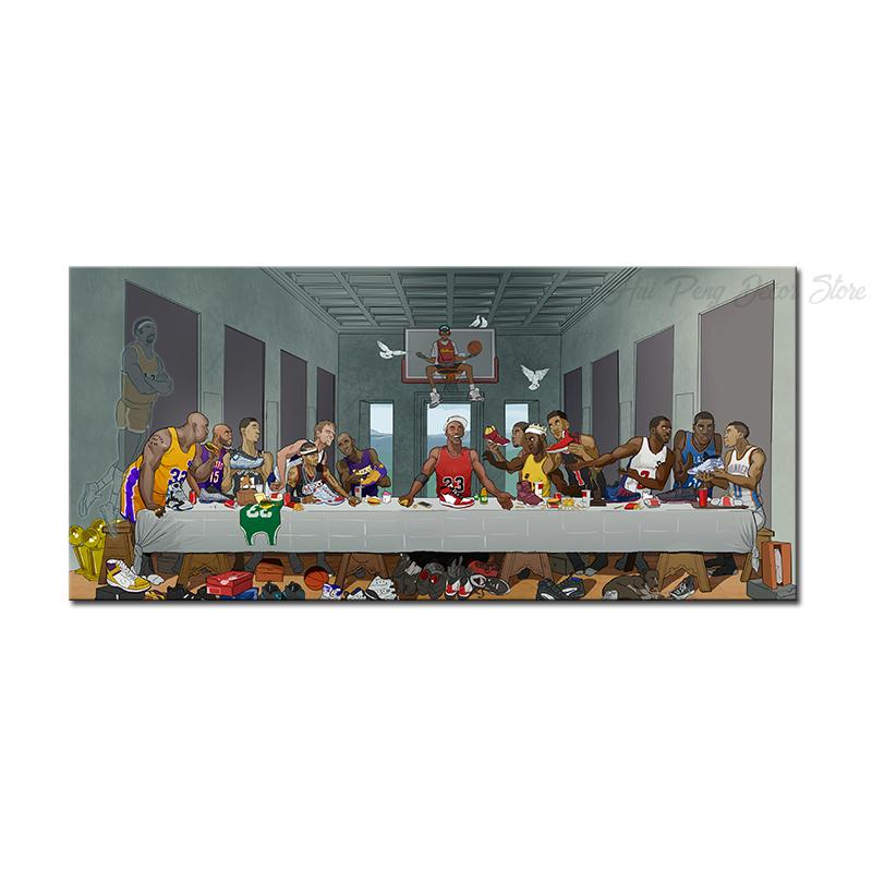Funny Painting Art Last Supper Basketball Star Party Poster Canvas Print Abstract Wall Art Pictures Boys Room Home Decor Gifts
