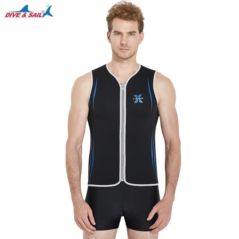 3mm Neoprene Wetsuit Vest Snorkeling Surfing Diving Mens Front Zip Warm Water Sports Gear