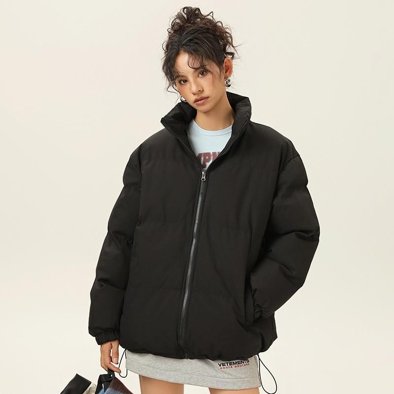 Mens Winter Thick Puffer Jacket Loose Streetwear Casual Warm Coat Solid Color