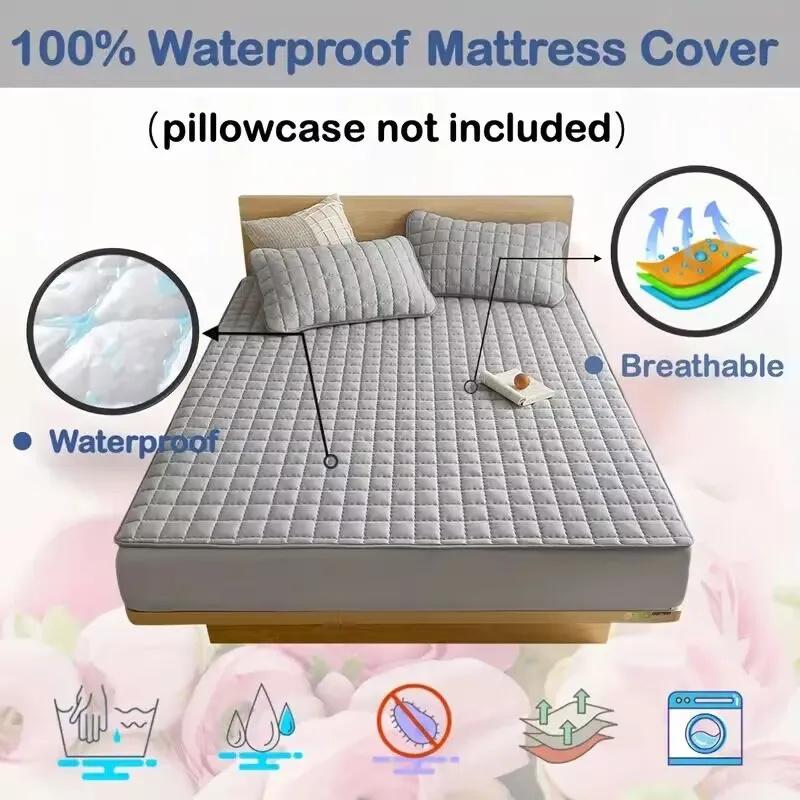 2025 Водонепроницаемый Утолщенный Наматрасник Стеганый Латексный Матрас Покрывала на Кровать Наматрасник Приятный к Коже Протектор Простыня на Резинке Покрывало