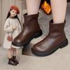 Girls' Single Boots Autumn and Winter New Korean Version Simple Middle-aged and Older Children's Foreign-style Thin Boots Girls' British Boots