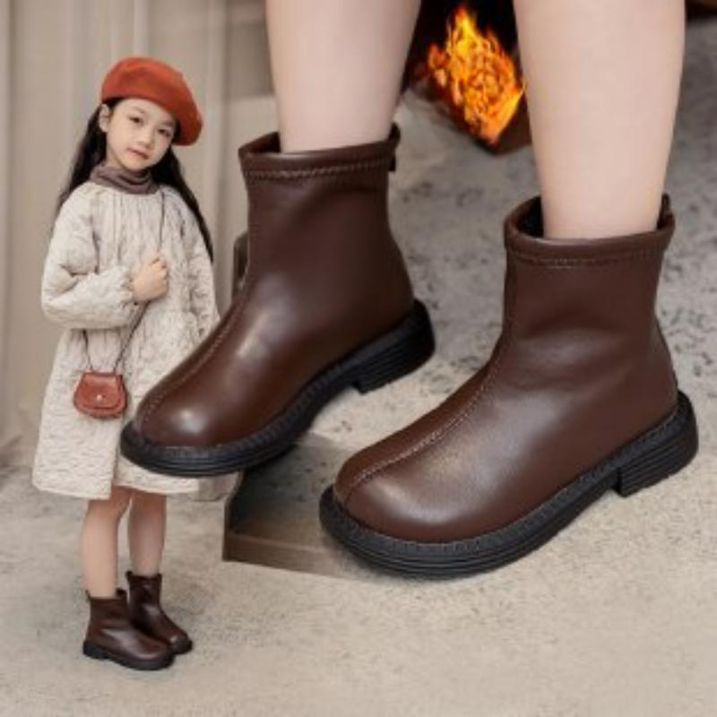 Girls' Single Boots Autumn and Winter New Korean Version Simple Middle-aged and Older Children's Foreign-style Thin Boots Girls' British Boots