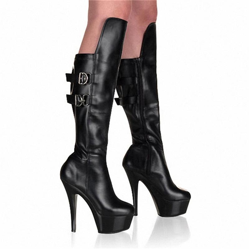 Зимние черные высокие ботинки на очень высоком каблуке 15 см с круглым носком, женские супермодные ботинки с липкой подошвой